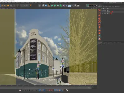Redshift - C4D Scene files - Old London Pub Exterior 3D model
