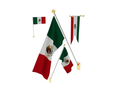 Flags of Mexico 3D model