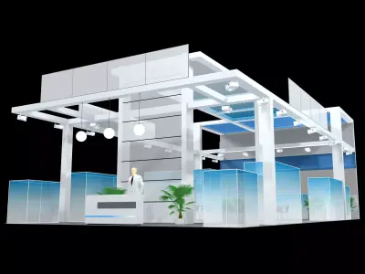 exhibition stall design  3 side open Low-poly 3D model 3D model