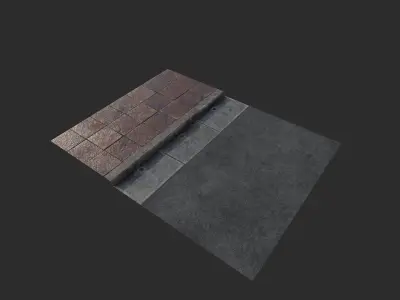 Road 3D model with PBR texture Low-poly 3D model