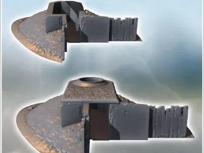 Protection bunker with earth mound and wooden wall 4 - Modern WW 3D print model