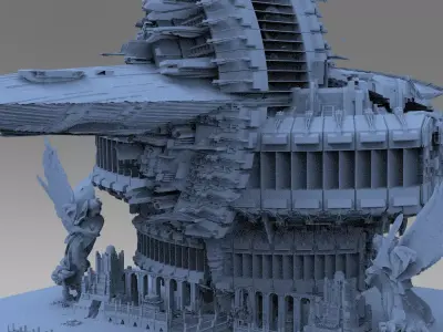 Art Deco Sci-Fi Tower city  3D model