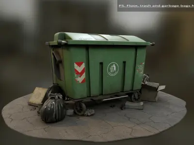 Urban Garbage Dumpster Low-poly 3D model