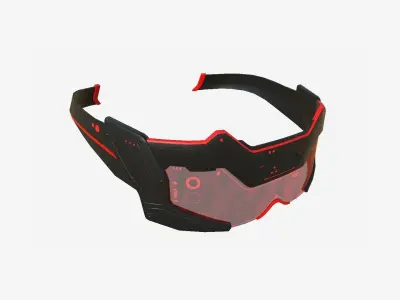 SciFi Glasses F05 Black Red - Character Design Fashion Low-poly 3D model