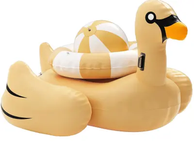 swimline giant golden goose float with ring and ball 3D model