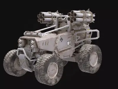 3D Model Sci-Fi Military Buggy - Low Poly Combat Vehicle 3D model