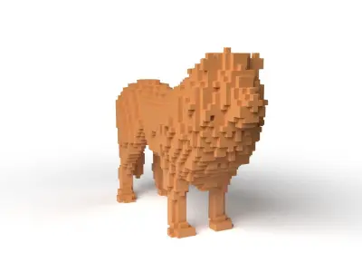 Lion Minecraft Voxel Low-poly 3D model
