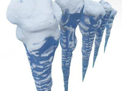 Icicle ice set cartoon 3D model