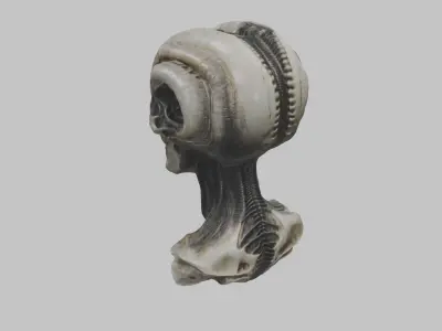 HR Giger Alien Human Head Bust Low-poly 3D model