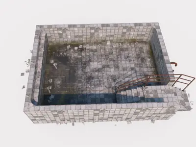 Old Worn Swimming Pool 3D model