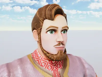 Stylized Character Medieval Rich Man Rigged with Shape Keys Low-poly 3D model