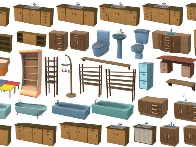 Cartoon furniture props pack 200Plus 3D model