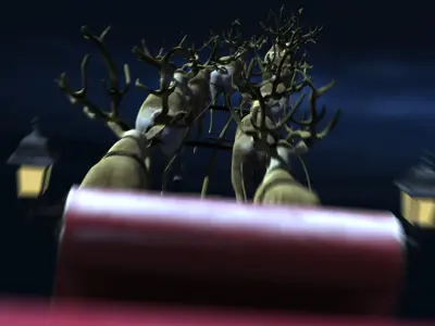  Santa Sleigh Santa Deers Cristmas RIGGED Reindeers Animated 