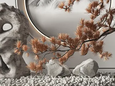 New Chinese Stone Landscape Pine Texture