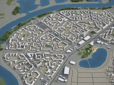 Ufa - city  Low-poly 3D model
