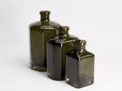 Old Bottles Set Low-poly 3D model
