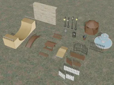 Small Park Low-poly 3D model