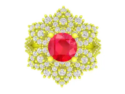 Luxury Floral Halo Ring 3D Model 6065 3D print model