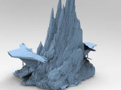 Mountain Sci fi ship wreck 1 3D model