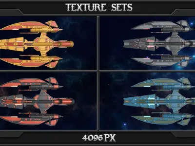 Space fighter D46 Trident Low-poly 3D model