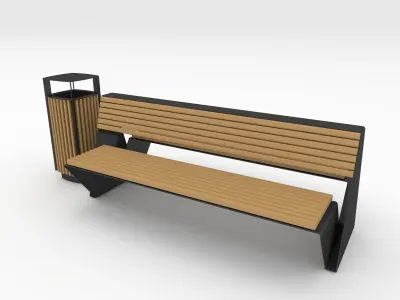 Bench Park 28 Low-poly 3D model