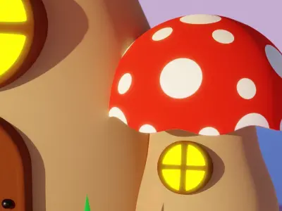 Mushroom Fantasy and Game House Low-poly 3D model