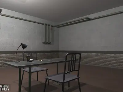 Interrogation room - interior and props Low-poly 3D model