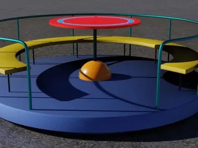 playground 3D model carousel with seat Low-poly 3D model