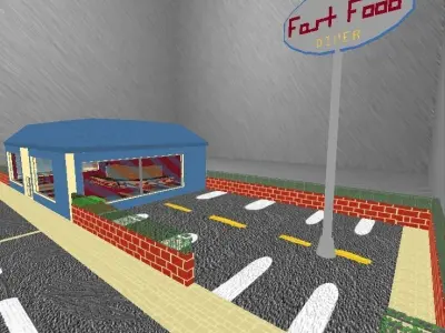 Fast Food Diner Low-poly 3D model