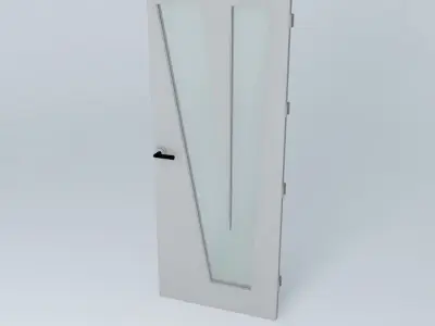 Letter V 3D door very detail with glass lock and hinger Free 3D model