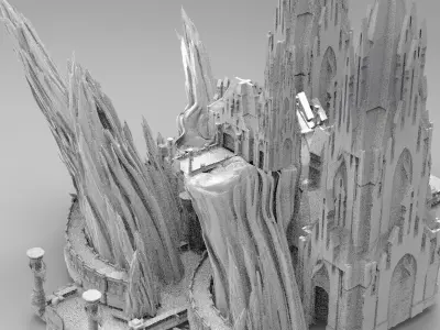 Lizard  Town Hall Mining colony mountain Kitbash 3 3D model