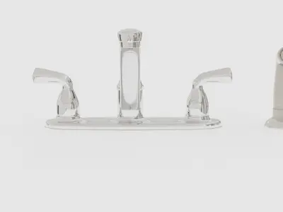 Chrome Faucet kit Low-poly 3D model