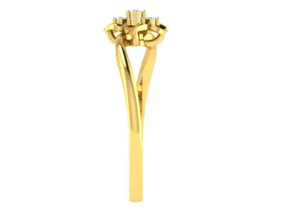 Light Weight Yellow Gold Diamond Ring  -R-4187  3D print model