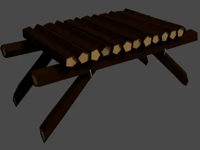 wooden bridge Low-poly 3D model