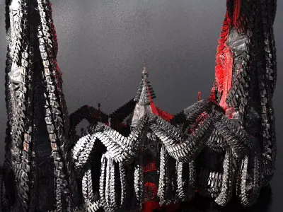 Horror Dark Spine Arch Cathedral Kitbash 4 3D model