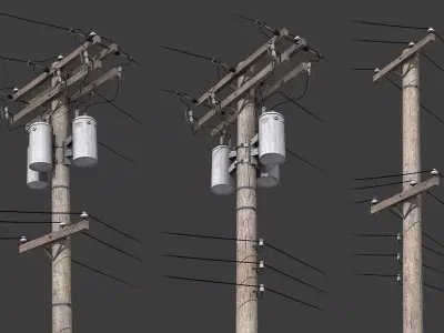 Telegraph Pole Low-poly 3D model