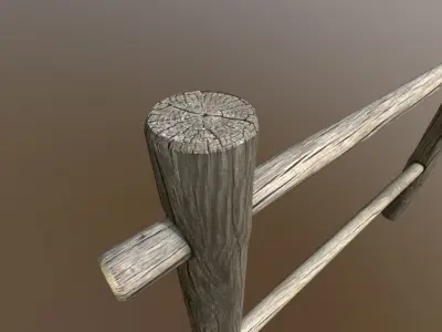 Wooden Fence Low-poly 3D model get
