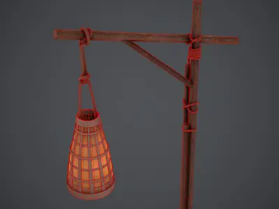 Wooden Lantern - PBR Texture Low-poly 3D model