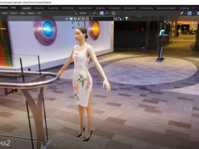 Beautiful florist sleeveless  party dress Low-poly 3D model