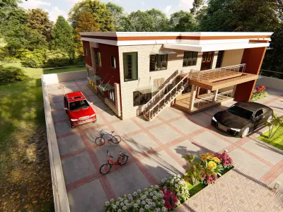 House with swimming pool 3D model