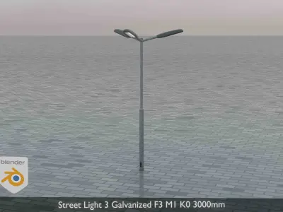 Street Light 3 Galvanized F3 M1 K0 3000mm Low-poly 3D model