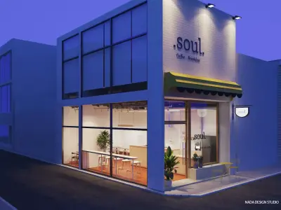 Bakery store interior and exterior scene 3D model