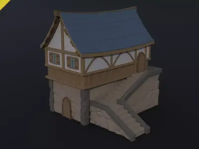 Cartoon medieval house 2 Polygonal Style Low-poly 3D model