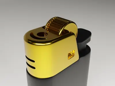 Lighter with gold lion 3D model