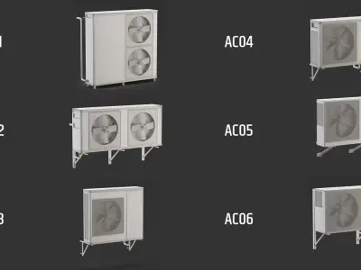 45 Exterior airconditioners and ventilators Low-poly 3D model