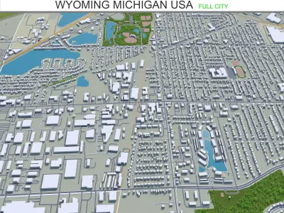 Wyoming Michigan USA 30km Low-poly 3D model