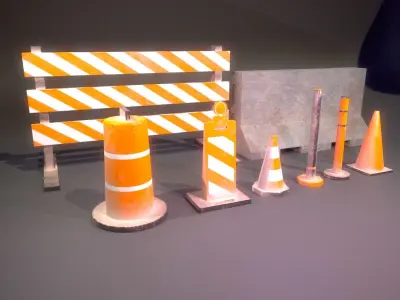 Low poly city props Free low-poly 3D model