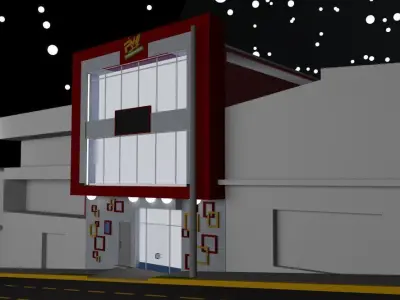 gymnacio building on side of road Free 3D model