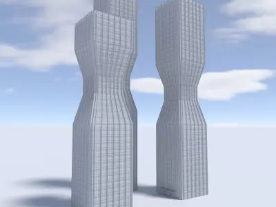 Tower 5 two skyscrapers - two skyscrapers 3D model