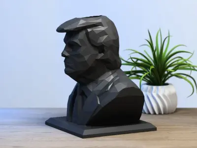 president trump low-poly pen holder 3D print model